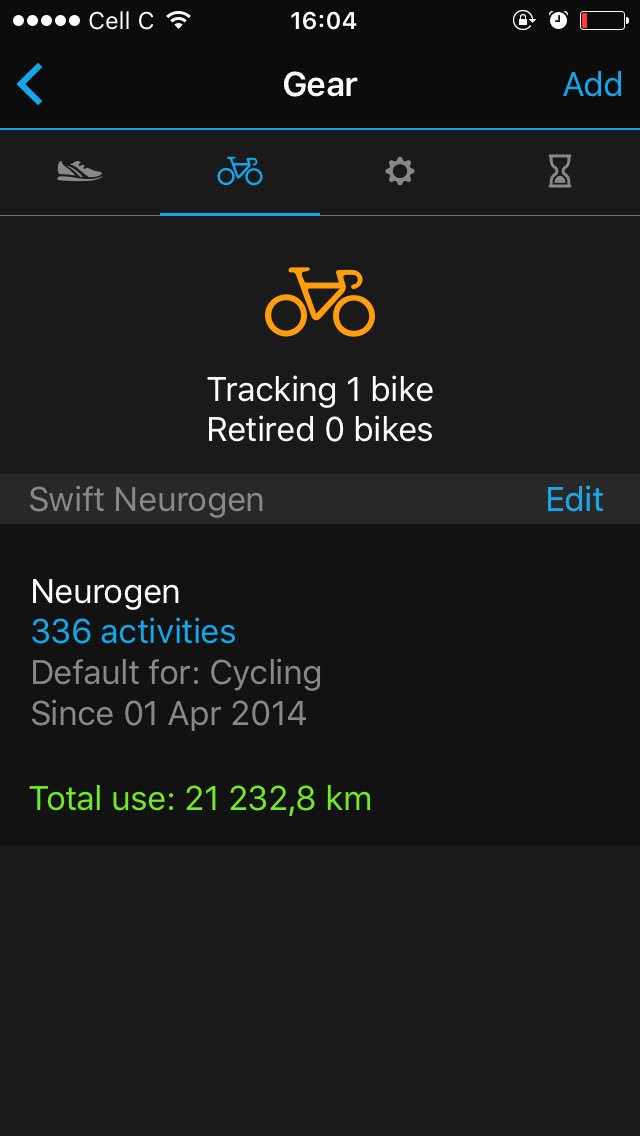 So in 2 and a half years I've ridden 21 300 km on my @swiftbike #Neurogen ready for the next 50 000km