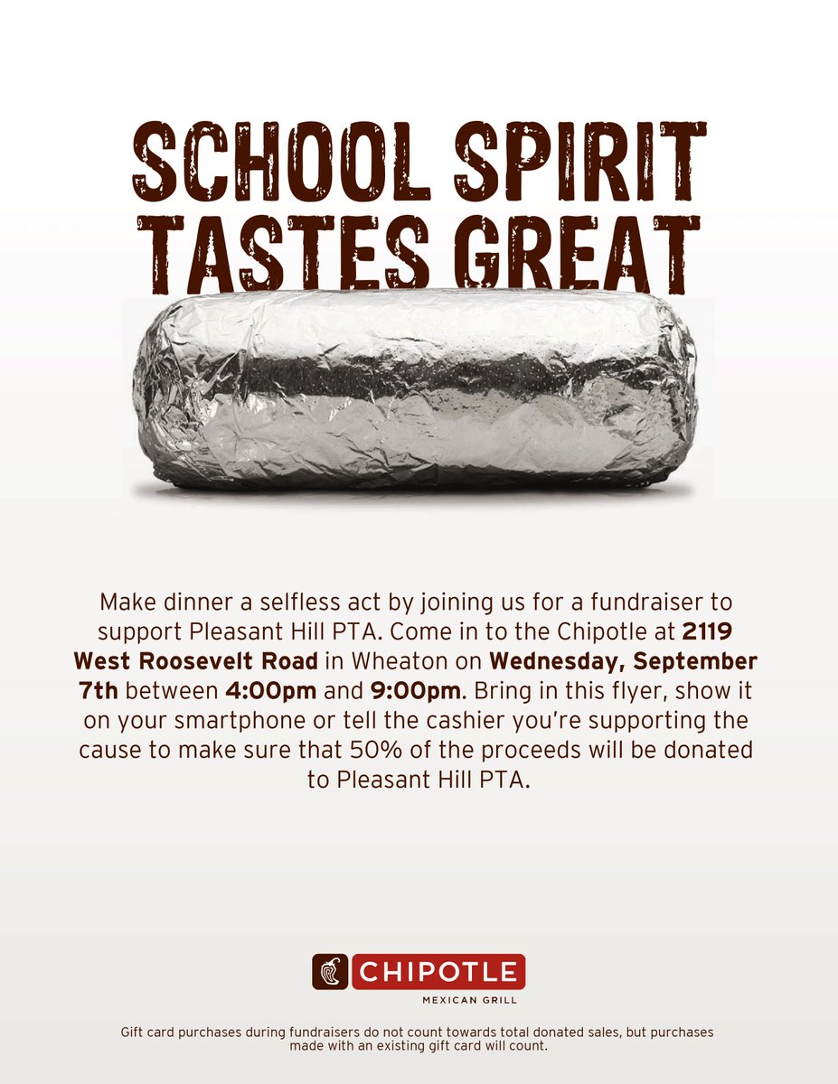pleasanthillpta's tweet photo. It's too hot to cook - doesn't Chipotle sound fabulous?  Please support @pleasanthillpta tonight 4-9 pm. https://t.co/vKzuYyelNj