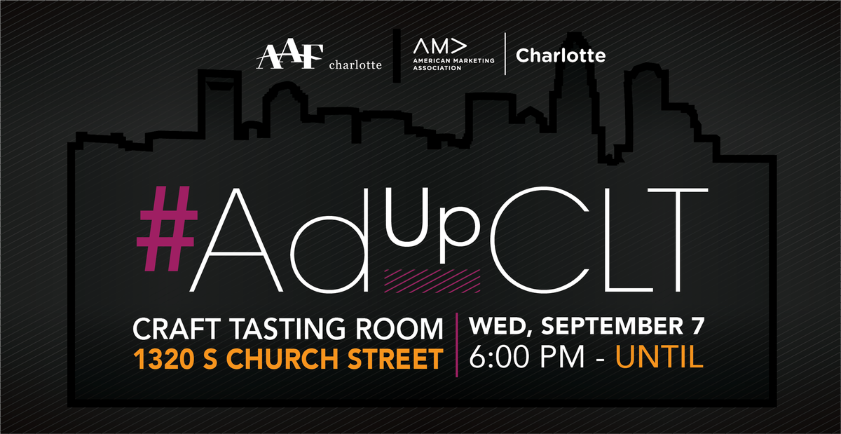 wondersmithtv's tweet photo. Join @AAFCharlotte, @CharlotteAMA and all the cool kids tonight for #AdUpCLT - starts at 6pm @CraftGrowler https://t.co/f95GGtQhbL