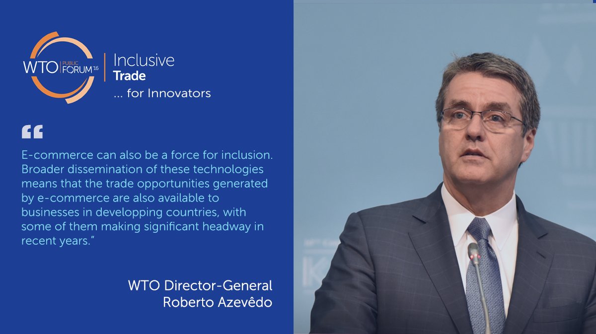 wto's tweet photo. How to make the opportunities of e-commerce available for all? Join the discussion at the #WTOPublicForum https://t.co/ejgudaRqes