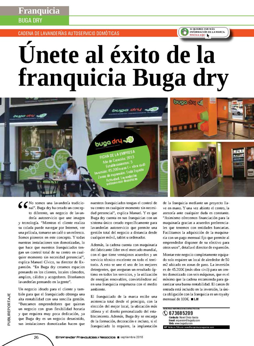 bugadry's tweet image. Interesante articulo sobre @bugadry #lavandería #autoservicio en la revista @FranquiciasNews