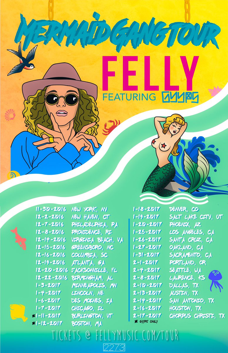 stoked to announce the MERMAID GANG TOUR, coming to your city this winter!

get tix @ fellymusic.com/tour