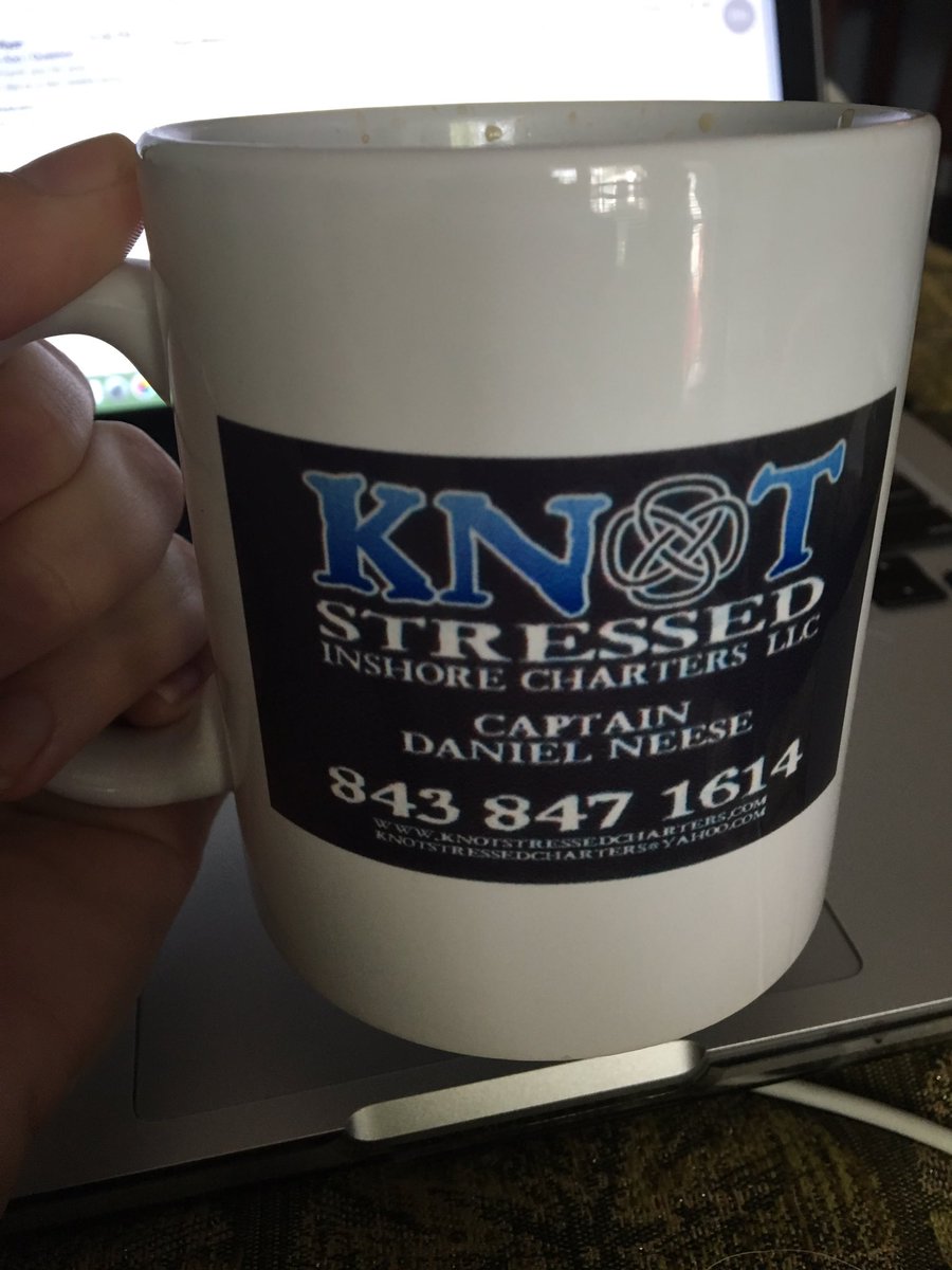 NelwaterPR's tweet photo. Today calls for an afternoon pick me up - in our @Knotstressedchs mug of course 🎣 #chsfishing #captaindanny https://t.co/F9p9OIhKR4