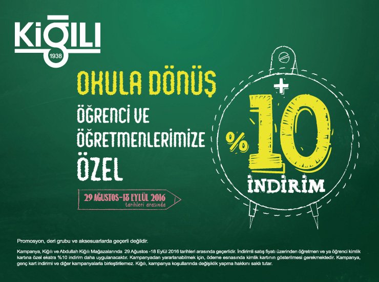 KIĞILI’da okula dönüş heyecanı başladı! Tüm öğrenci ve öğretmenlere özel ek %10 indirim fırsatını kaçırmayın.