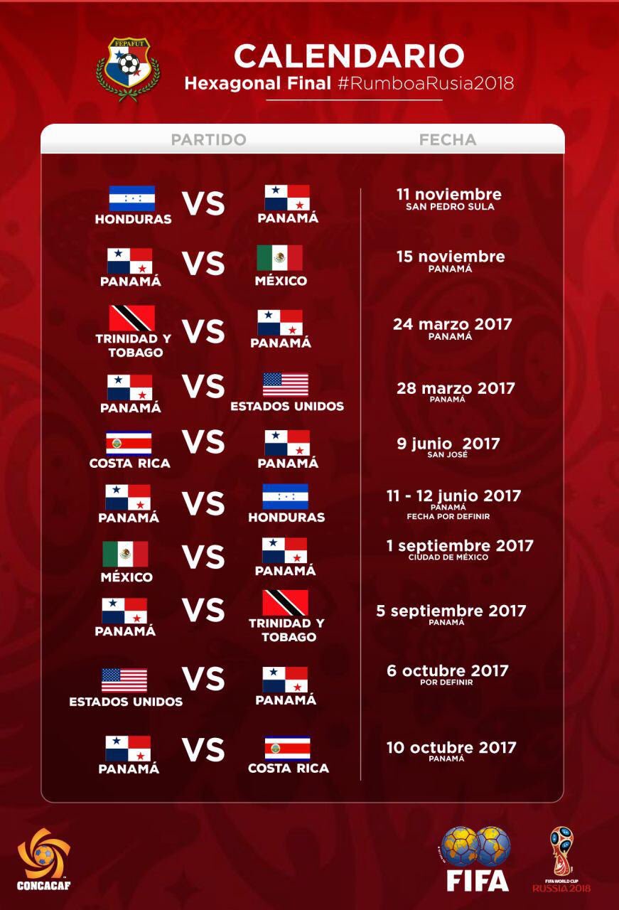 Uncaf Oficial On Twitter Fepafut Da A Conocer El Calendario De Su Seleccion En La Hexagonal De La Eliminatoria De Concacaf Al Mundial 2018