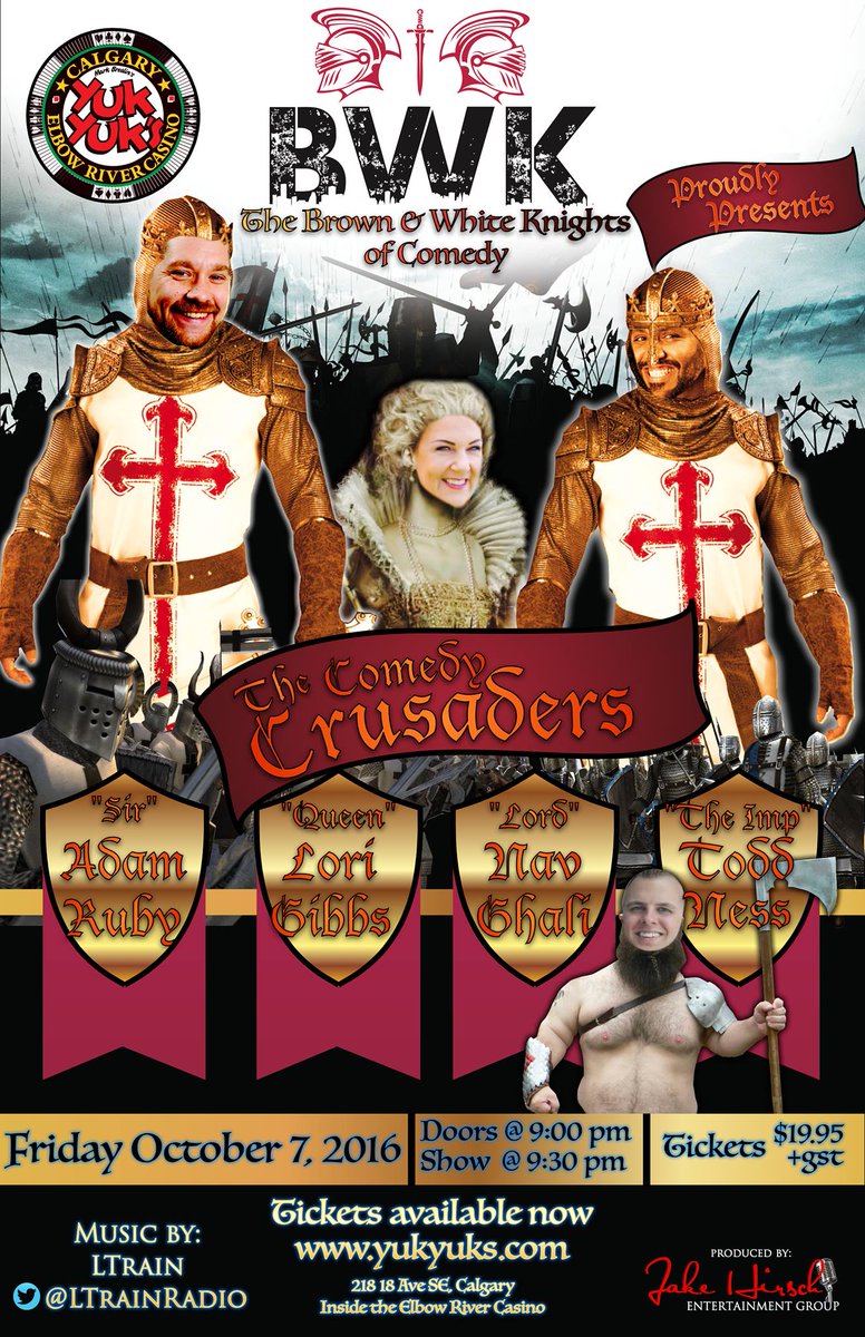 BWKComedy's tweet image. The Comedy Crusaders! @lorigibbs @ToddmNess @AdamRubyComic @NavGhali @LTrainRadio
Tix here! yukyuks.com/?action=club.s…