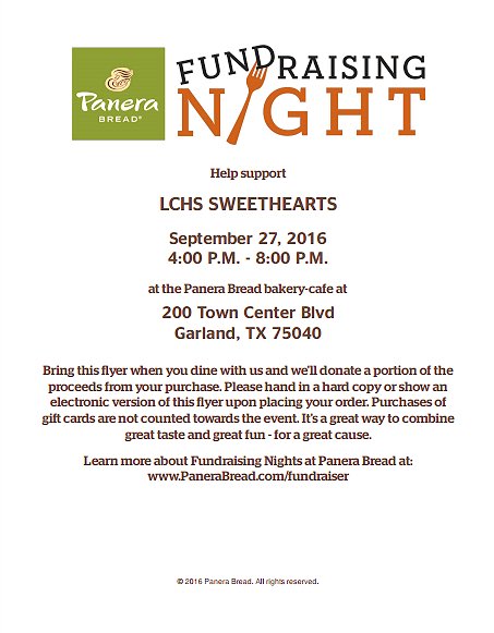 LC_Sweethearts's tweet photo. Save the date, September 27th join the sweethearts at Panera Bread🍞 https://t.co/Y8Z3PV5rCr