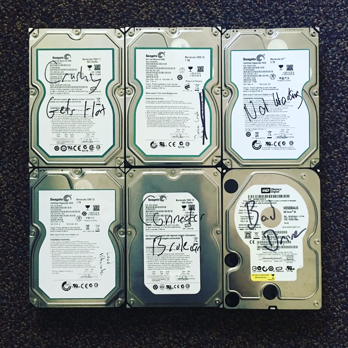 These are hard drive that have stop working. SO #BACKUP. Seagate you guys sucks! #harddrive #seagate #wd