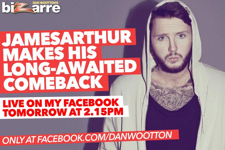 BIG news for <a href="/JamesArthur23/">James Arthur</a> fans. He'll be making his comeback live on my Facebook page tomorrow. Don't miss it!