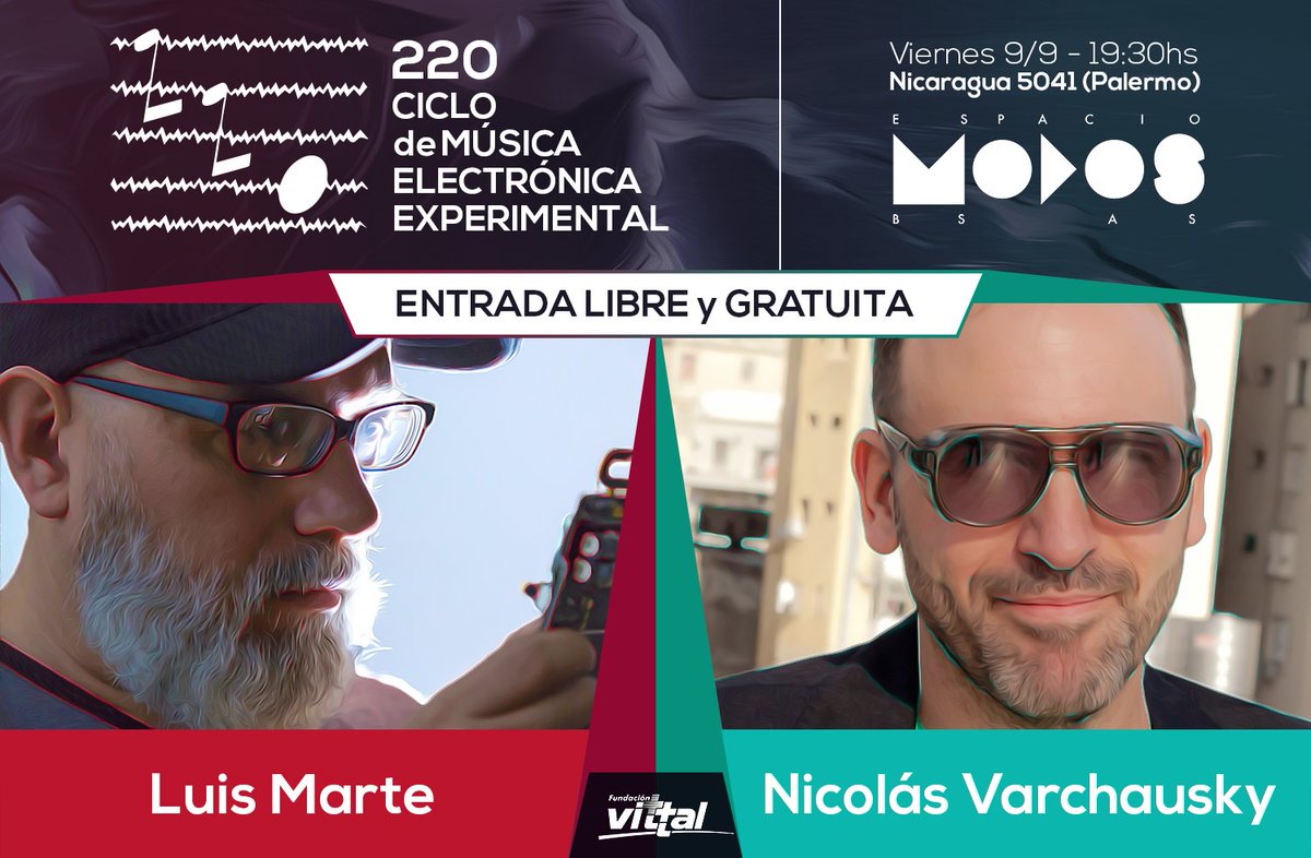 CarvajalPRTeam's tweet photo. "220 Ciclo de Música Experimental" gratuito en #Espaciomodos. Este viernes 09/09 a las 19.30hs, en Nicaragua 5041 :) https://t.co/IArldqbCb4