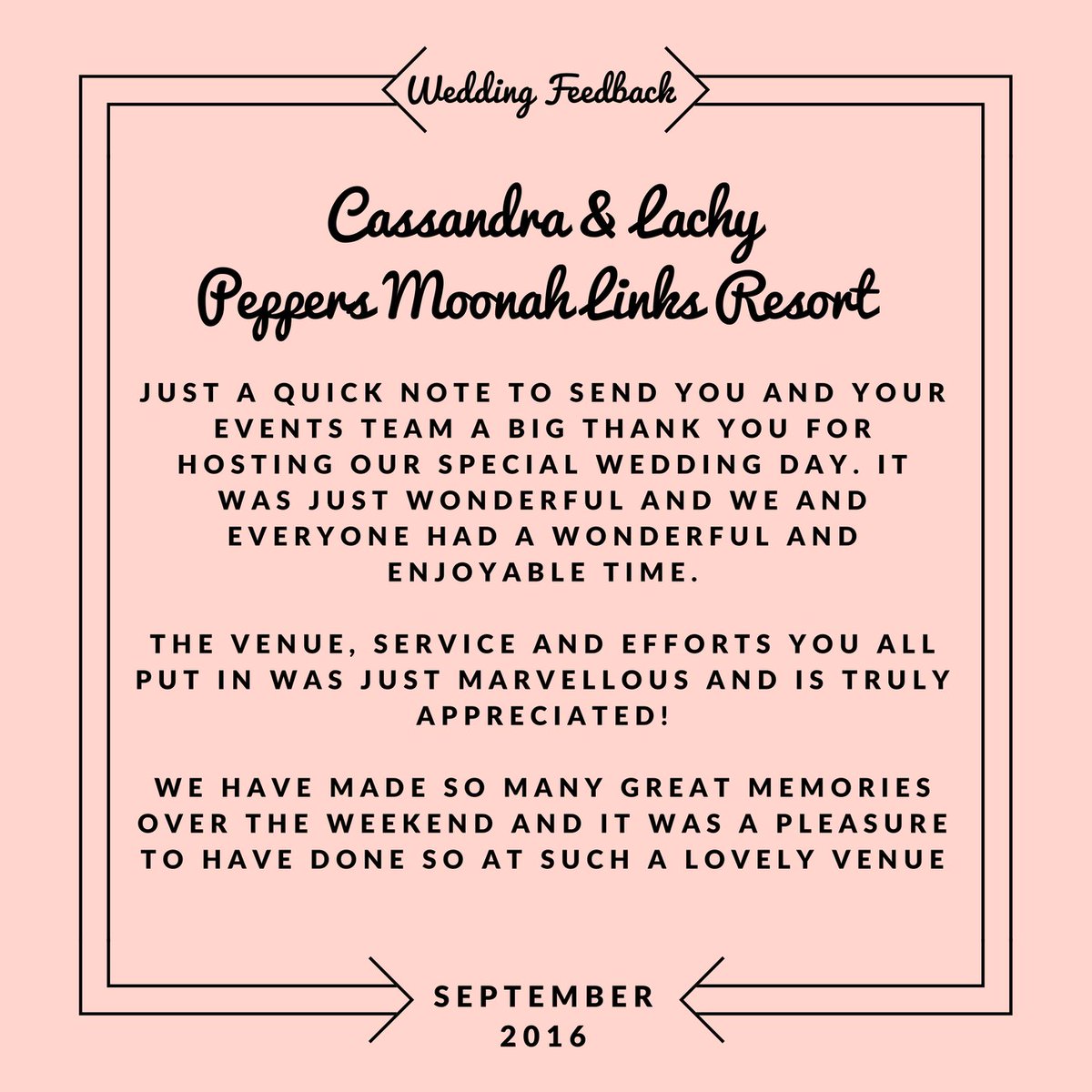 Wonderful words from our recently married clients.
#getwedatmoonah #moonahlinksresort #sayido #mornpeninsulaweddings