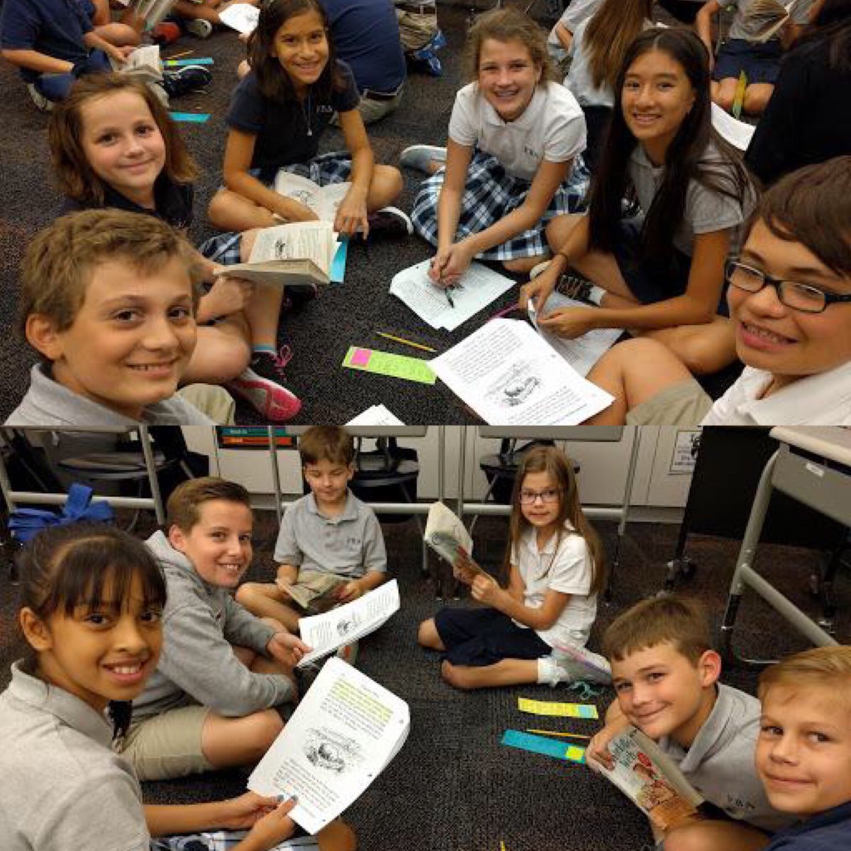 FBAMiddleSchool's tweet photo. 6th gr and 4th gr collaborating over Charlotte's Web novel study. #lovemyschool @FBASilburn https://t.co/Xju0eqYHik