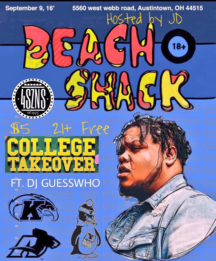 J_rozayyyy's tweet photo. 🎬Friday @ the ||BEACH🌊SHACK||
 #CollegeTakeover @4szns  
#YSU #KSU #UA #AURUM #4SZNS @DJGUESSWHO_ 🔑 https://t.co/ReloBsKJhK