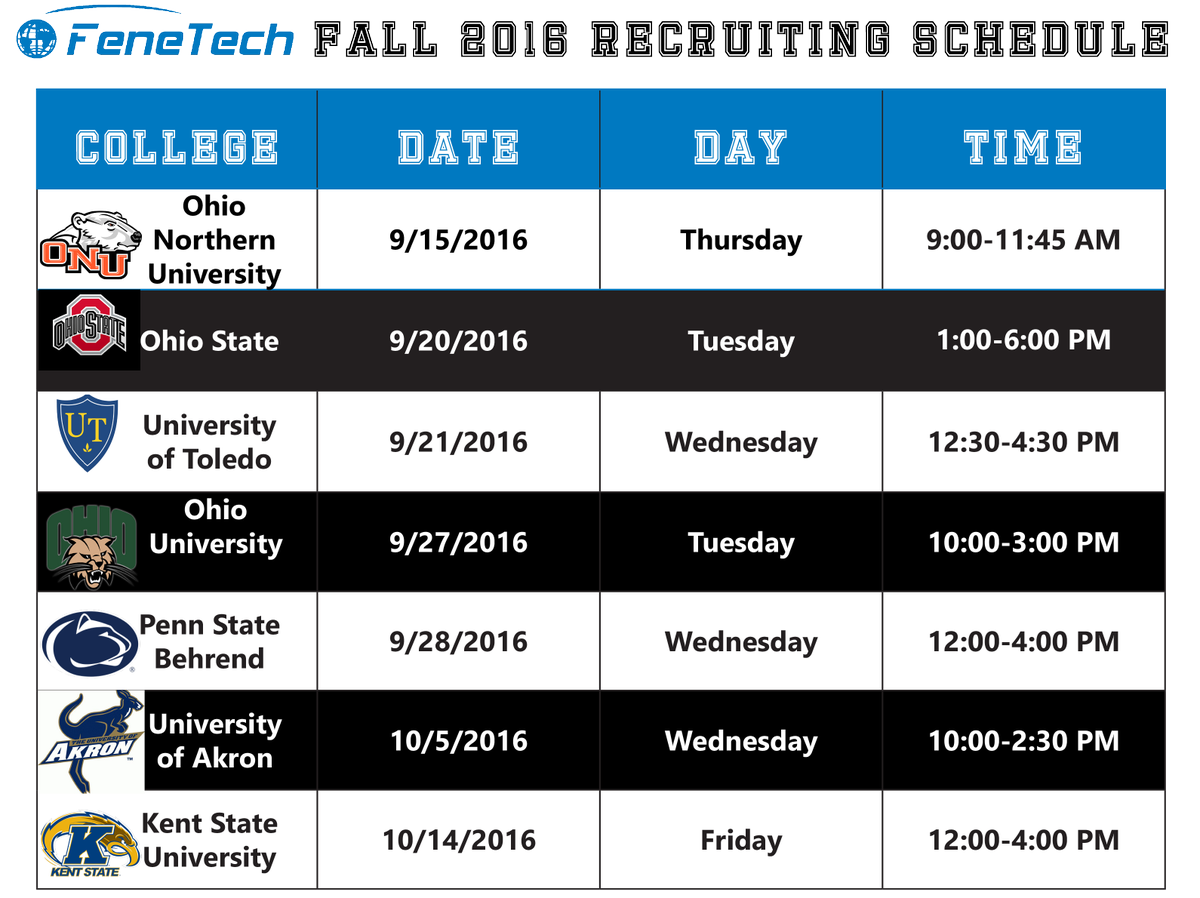 FeneTech's tweet photo. You want to work at FeneTech. Check out our Fall Recruitment Schedule. #FenLikeABoss #careerinsoftware #software https://t.co/KIe1zjZKko