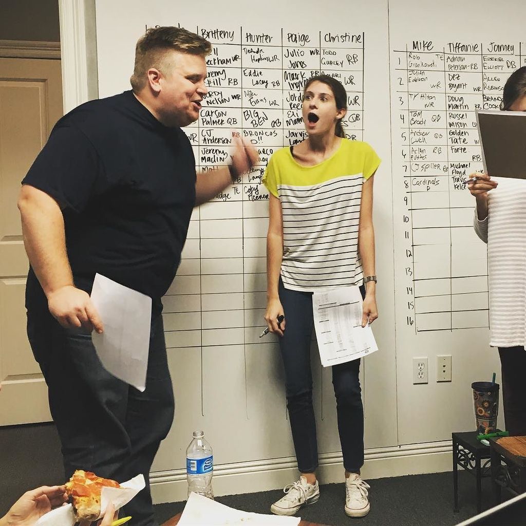 XdesignInc's tweet photo. Guess you could say our #FantasyFootball draft got a little intense...#teamXdesign https://t.co/vmALdMY0Ja