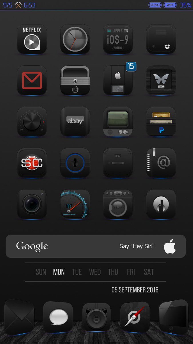 Gsurels's tweet photo. @JedEye81 Mix & match today on the iPhone/iPad with #Virtual2Black #Virtual2 blue badges/dock & the wall from #Rein https://t.co/QVosGiRJCk