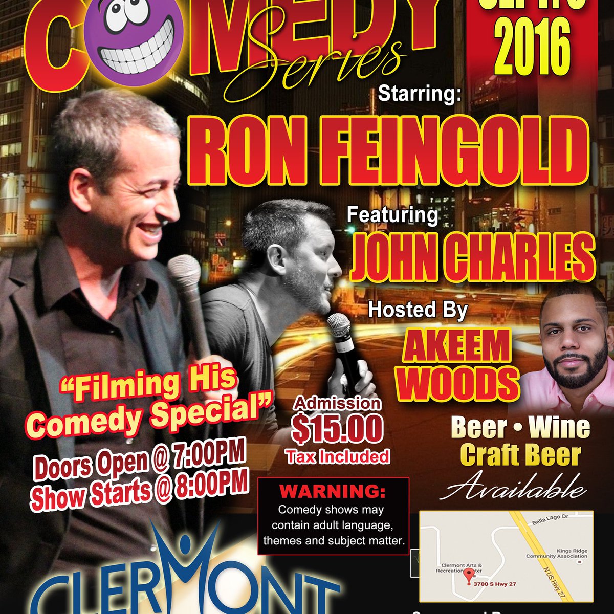 ronfeingold's tweet photo. This Friday, 9/9 @ 8pm, Clermont Perf Arts Ctr-COMEDY RETURNS to Clermont https://t.co/EmKuRK3GCv for Tix only $15! https://t.co/LVqY0w4GnR