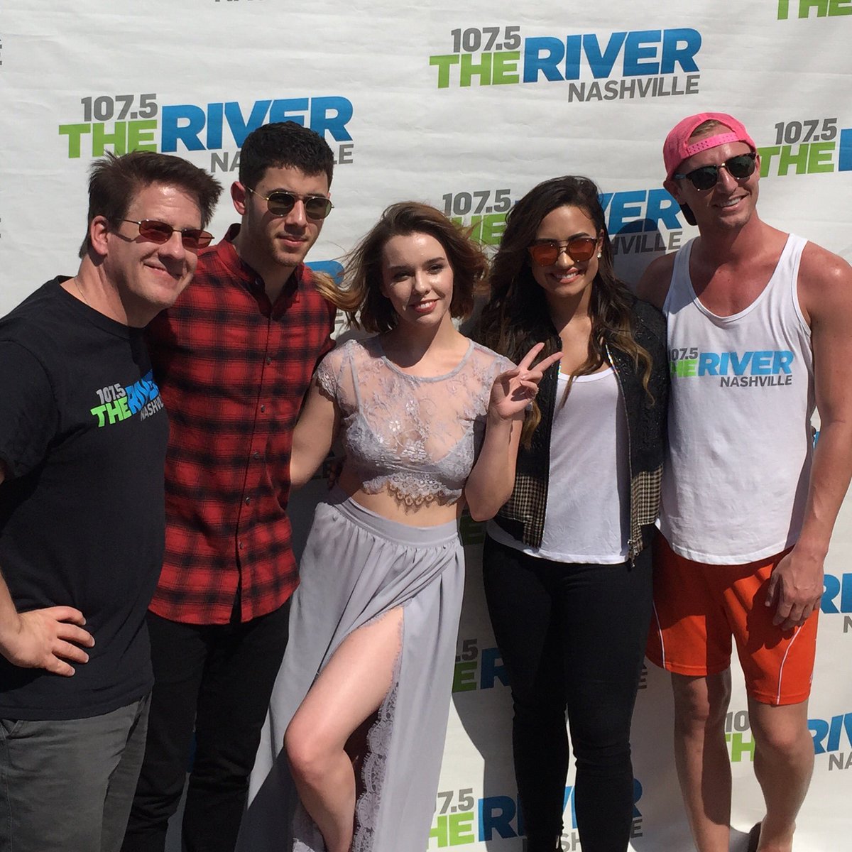 WoodyandJimShow's tweet photo. 75% of the show with @ddlovato and @nickjonas at #riverpoolparty  We missed u @radiowoody feel better. https://t.co/PBMStGreXR