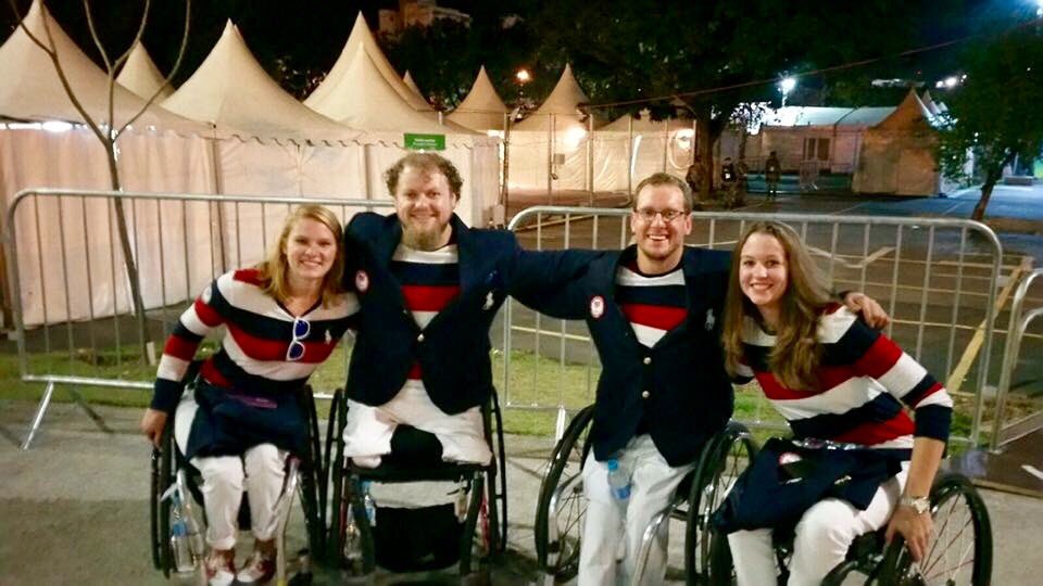 ADunkin23's tweet photo. @utarlington current and alumni at the Paralympic Opening Ceremonies! https://t.co/FSz2gfRTba