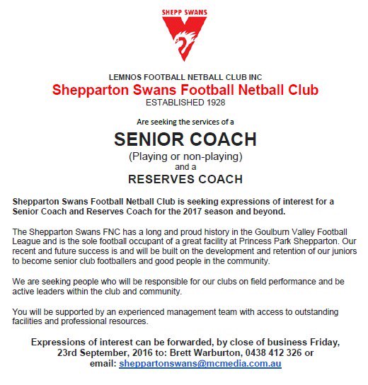 Shepparton Swans FNC tweet media