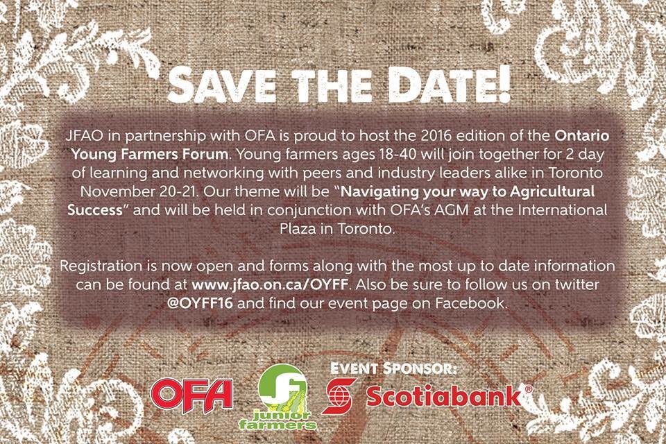 {Save the date} We're excited &amp; hope you are too #OntAg! #OYFF16
