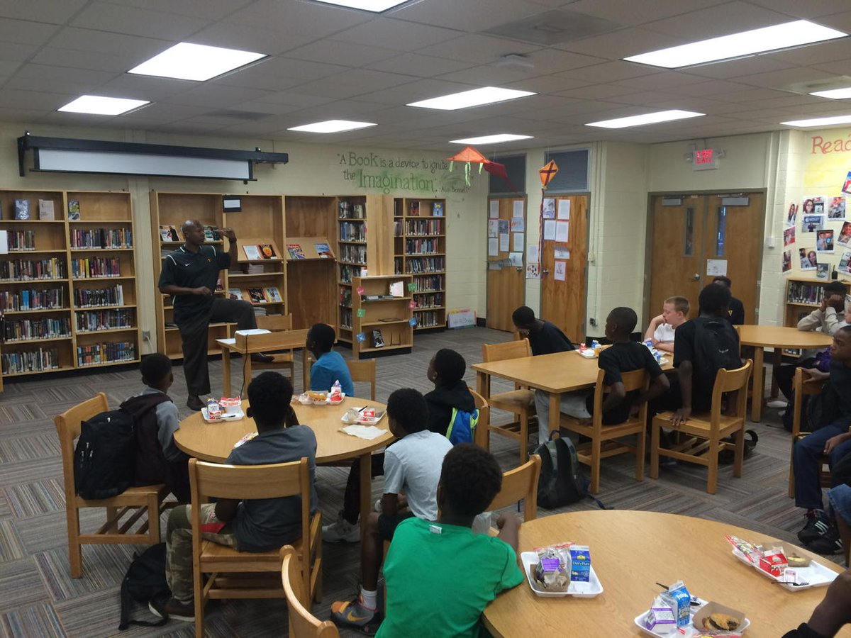 Coach Demond Oliver speaking to our Vine Real Talk group on perseverance. Great job!! VFL..