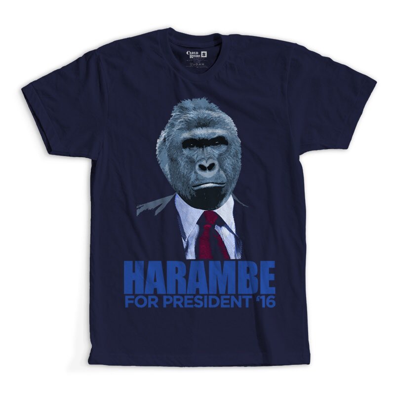 CloydRivers's tweet photo. I’m voting for:
◻️ Hillary Clinton
◻️ Donald Trump
✔️ Harambe
Merica.

NEW tees at https://t.co/FSs5Pnk5wa now. https://t.co/uDXzYOrpTd