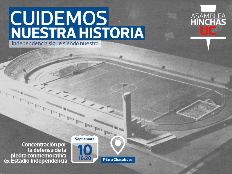 Asamblea_UC's tweet photo. Convocamos a concentración para rememorar y defender la piedra que queda del Estadio Independencia
#LosCruzados https://t.co/DTRzLbkJHO