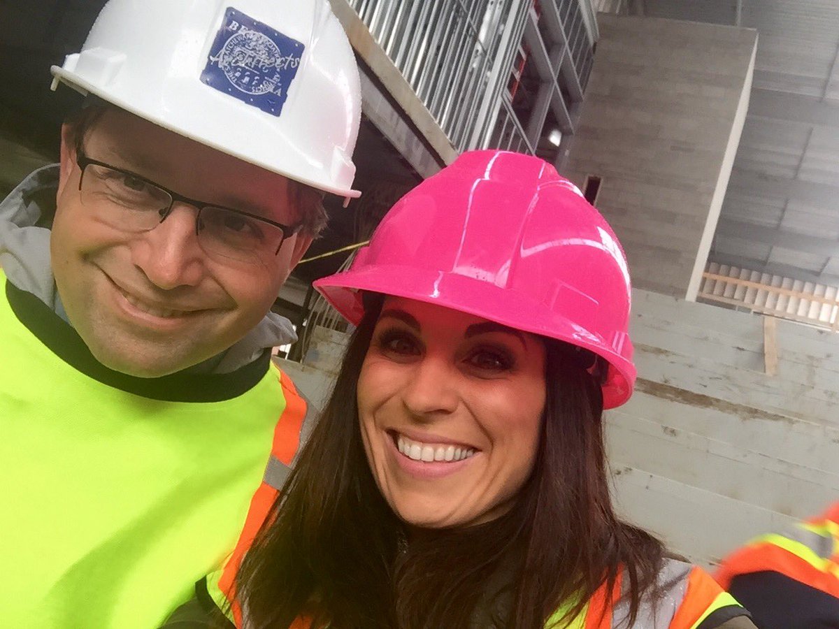 Connaughtcomets's tweet photo. A muddy beautiful mess! These are the smiles of an excited admin team on a tour of the new Connaught.#covereddaboots https://t.co/VXaVMmq00W