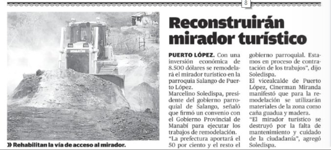 PrefecturManabi's tweet photo. En convenio con el GADP de Salango cantón Puerto López se reconstruirá mirador turístico; Fuente @eldiarioec https://t.co/P7VCglnSFW