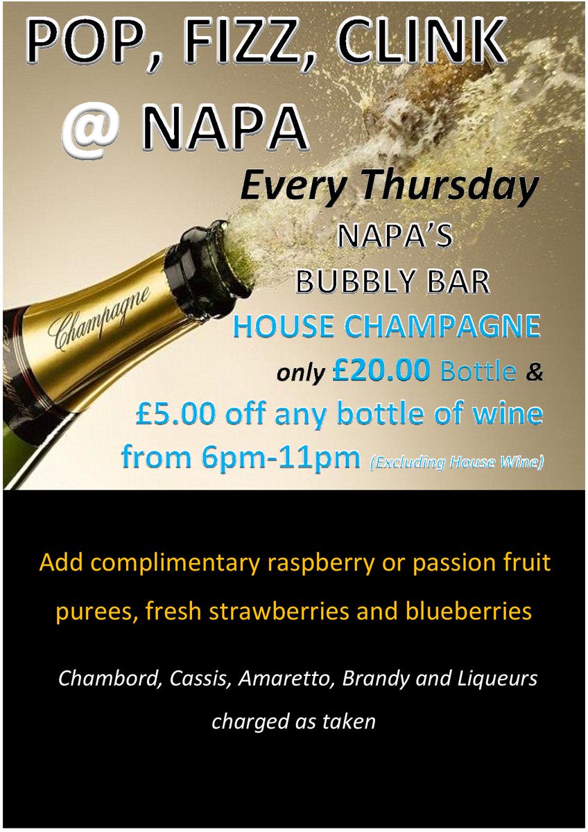 the #weekend is almost upon us! #Celebrate with our #champagne offer and #live #music from local talent from 7:30pm