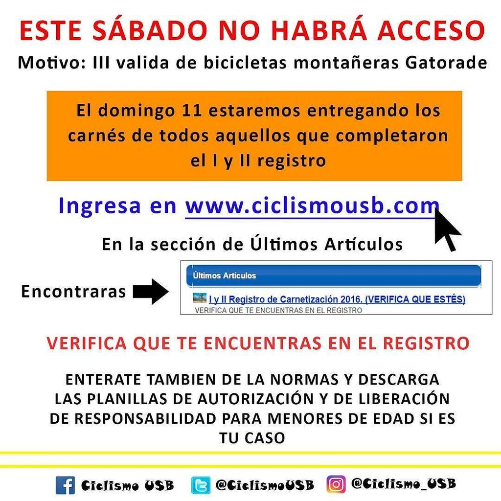 ciclismousb's tweet photo. Enlace en nuestra BIOGRAFÍA
#CiclismoUSB
#SomosCiclismoUSB
#mtbusb #mtb #mtbvzla #crossc… https://t.co/61Tfpc99nX https://t.co/D13pYrFGGZ