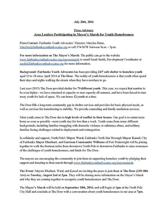 Mayors March!! Saturday Sept. 10th @ 1pm ~ NP 2 Fairbanks! 14 miles🚶🚶🚶#Alaska #Homelessness 😎 👟👟