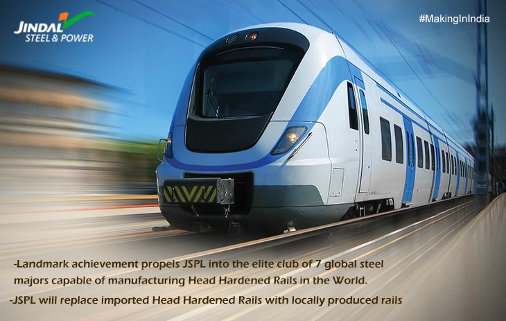 #JSPL has become India’s first and only manufacturer of #HeadHardened #Rails for modern hi-speed trains and metros