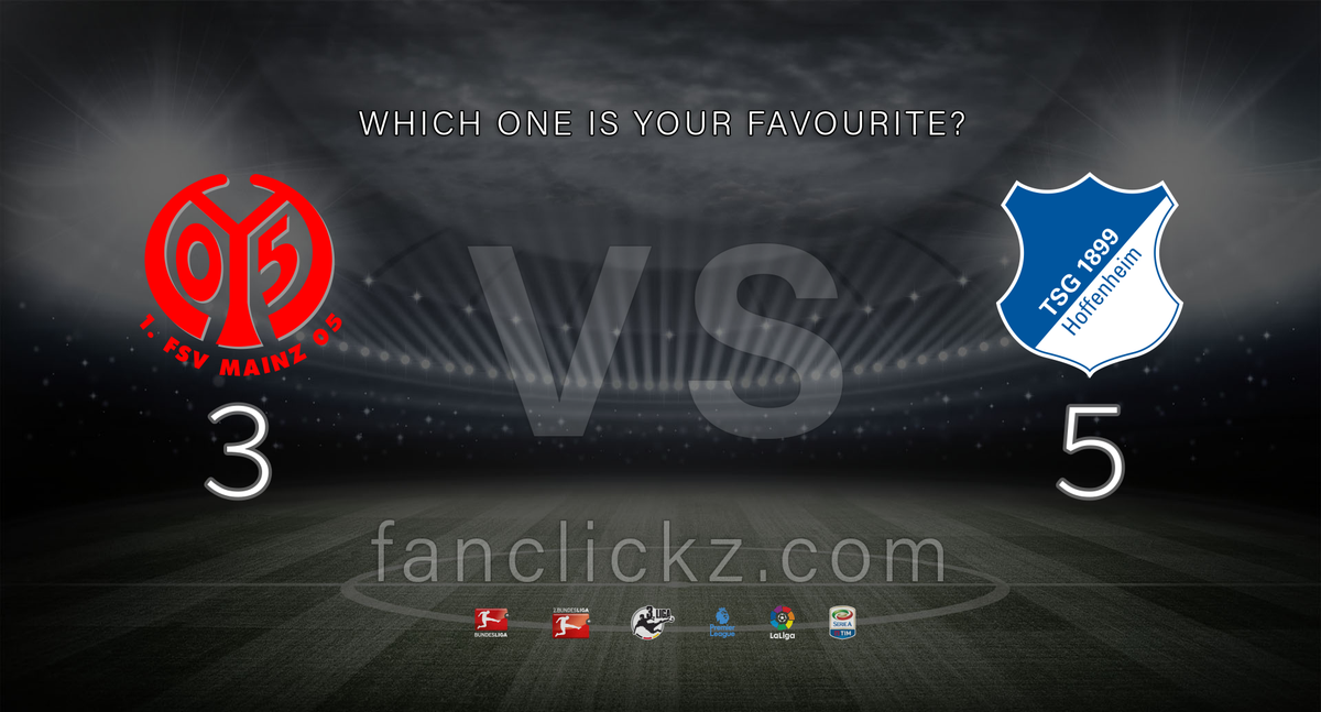 Mainz oder Hoffenheim? Wer entscheidet das Duell für sich? Stimme ab unter bit.ly/fc_m05tsg #m05tsg #m05 #tsg