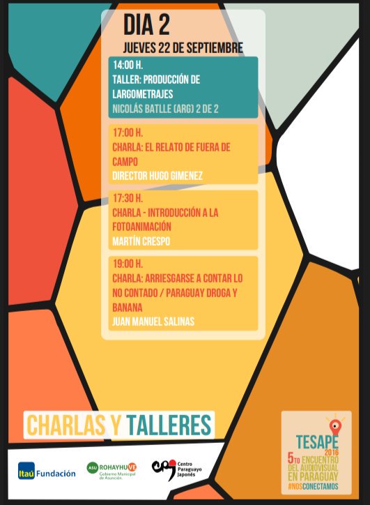 tesapepy's tweet photo. Las charlas del día 👇 No te dw que también hay proyecciones de cortos con entrada libre y gratuita. #NosConectamos https://t.co/j5y4hlsYlg