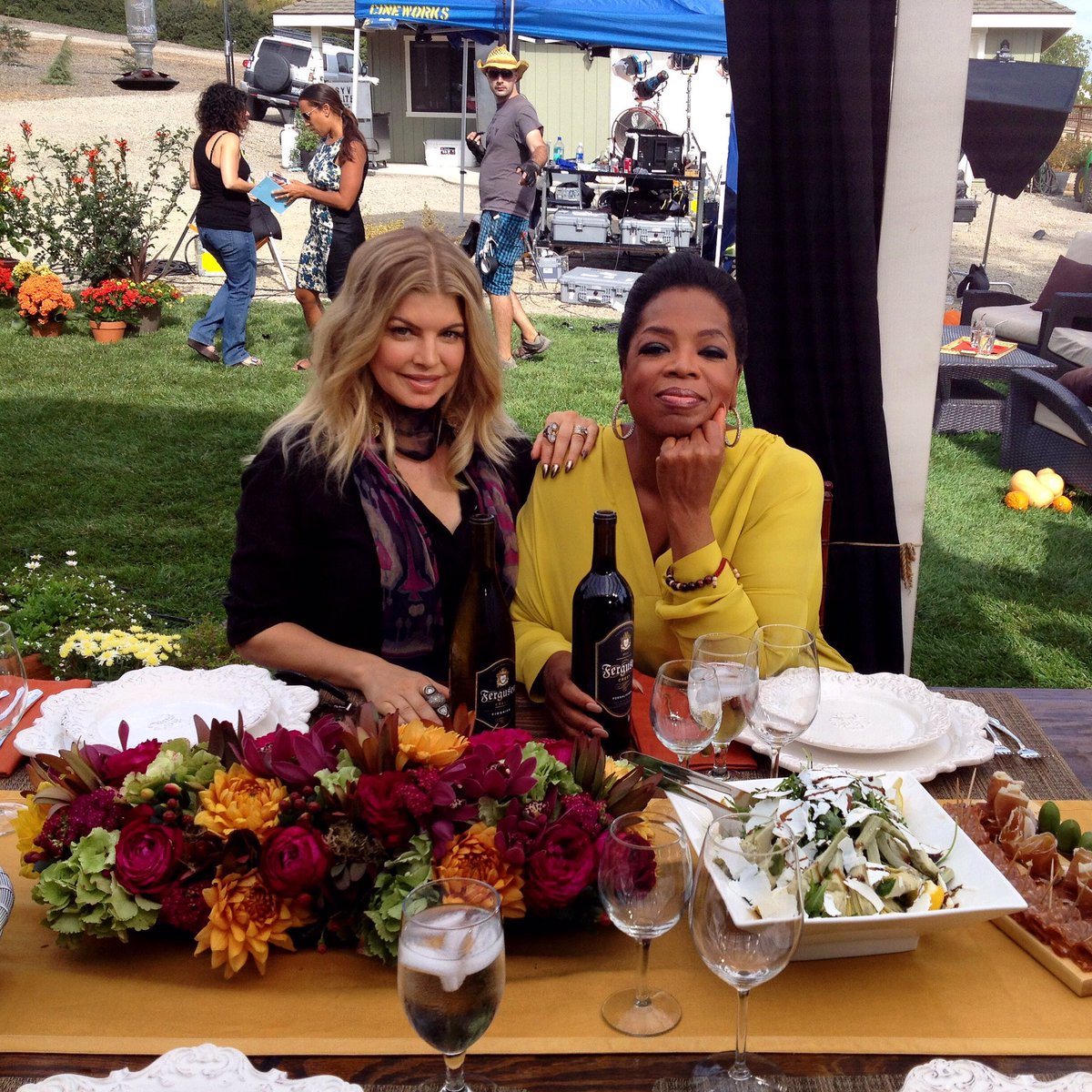 #tbt 2012: @Fergie & @Oprah enjoying #FergusonCrest #wine while filming #OprahsNextChapter.🍷 #fergalicious #viognier fergusoncrest.com/shop