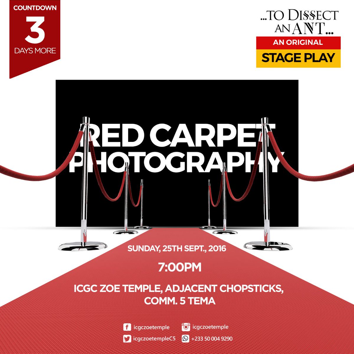 icgczoetempleC5's tweet photo. Special Side Attraction
An early Photoshoot session for Friends and Family
3Days More to go
#ZoeStagePlay
#Zocam https://t.co/18onLhJzKy