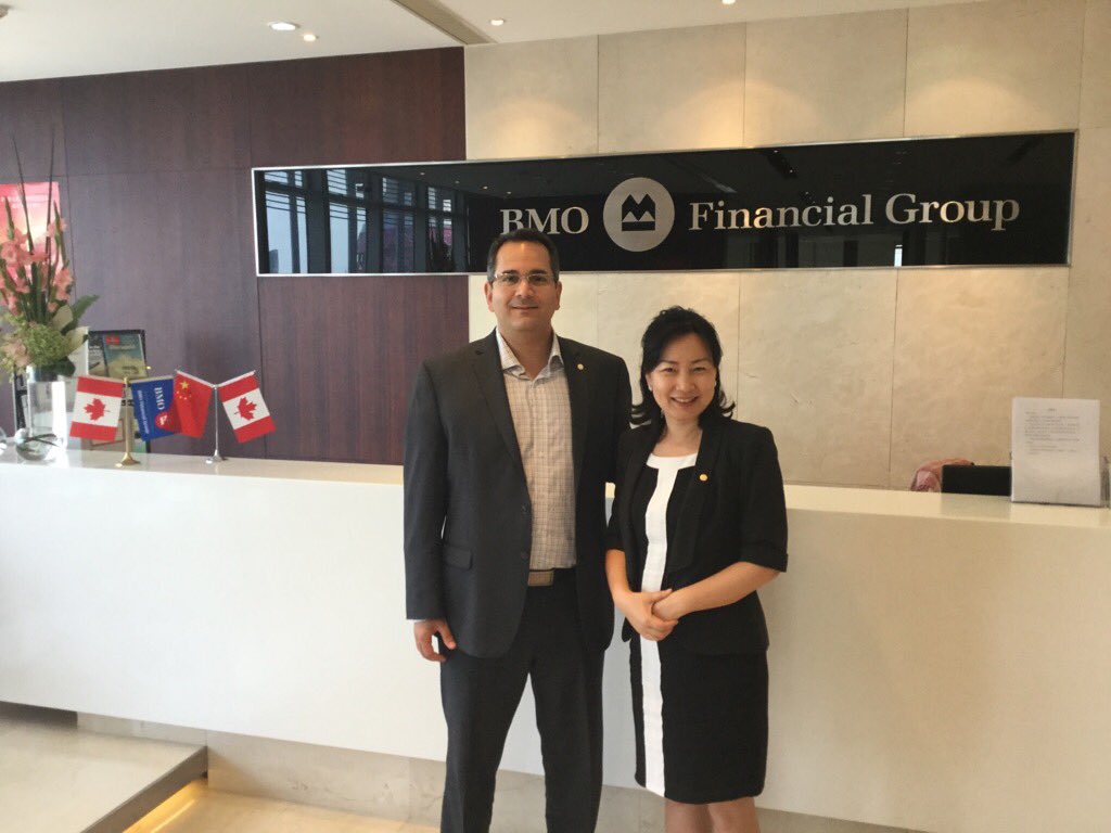 OAbouzaher's tweet photo. In Shanghai on a study tour , dropped by #BMO branch to say hi to Eunice Wang &amp; team #ONE BANK#BEINGEOD @vittoriop19 https://t.co/0WKRl2eF4M