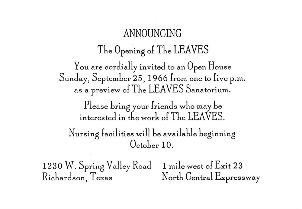 DailyShade's tweet image. #TBT Another one from our archives—the original invitation to “The Opening of #TheLeaves”  Open House, September 25, 1966.