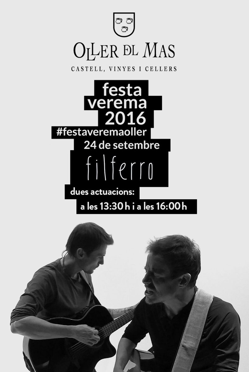 OllerdelMas's tweet photo. El dissabte, en directe a la #festaveremaoller els @filferroduet a l'espai Food&amp;Wine, us esperem! #ollerdelmas https://t.co/vtq2YFqXSx