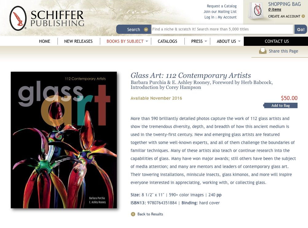 SidneyHutter's tweet photo. Excited to be in the new book: Glass Art: 112 Contemporary Artists. Available in November! 
#schifferbooks #glassart https://t.co/M0qT5OCWy2