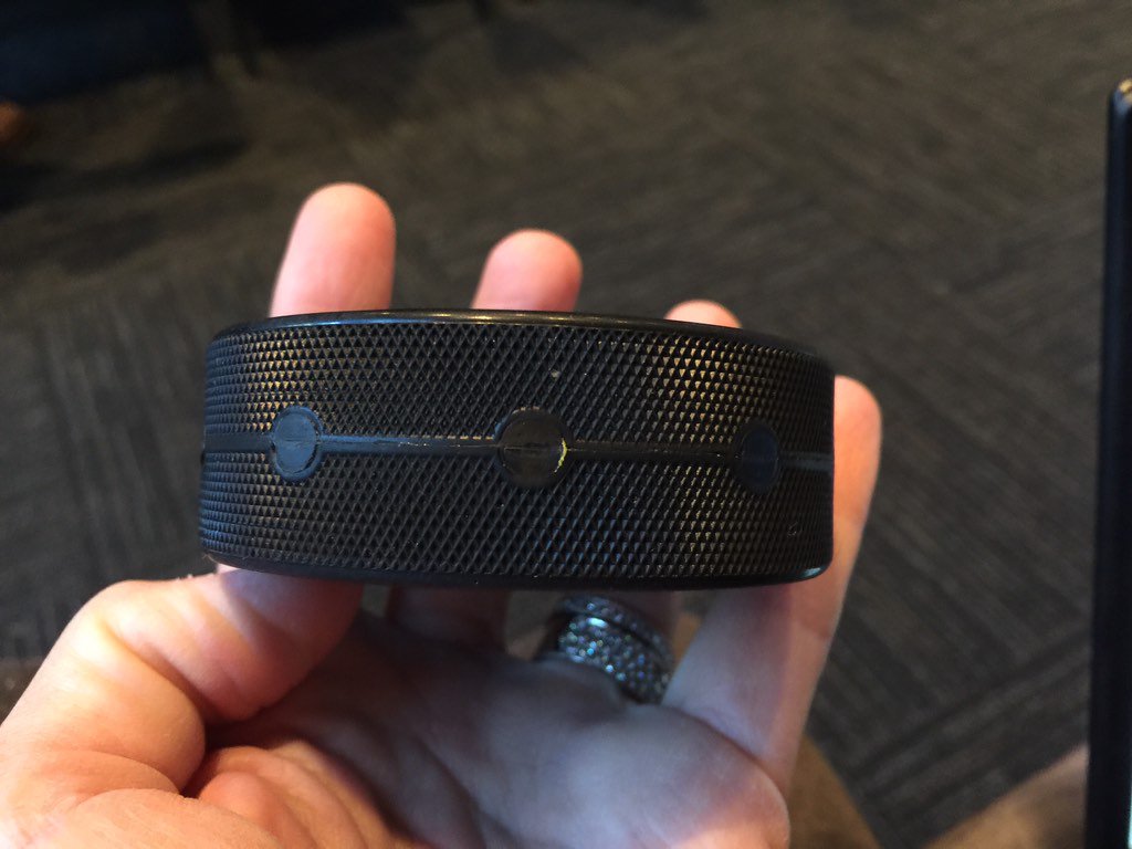 Very interesting: <a href="/SportvisionInc/">Sportvision</a> worked hard w <a href="/NHL/">NHL</a> to ensure trackers did not effect structural integrity of puck