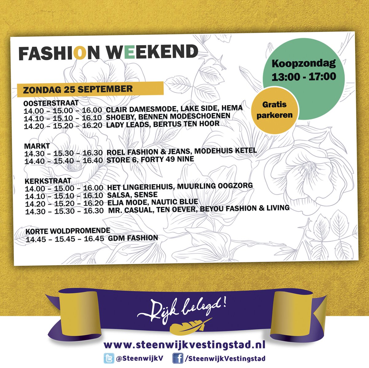 Aanstaande zondag is het koopzondag! Tevens is dan ook de tweede dag van het Fashion Weekend. Hier het programma.