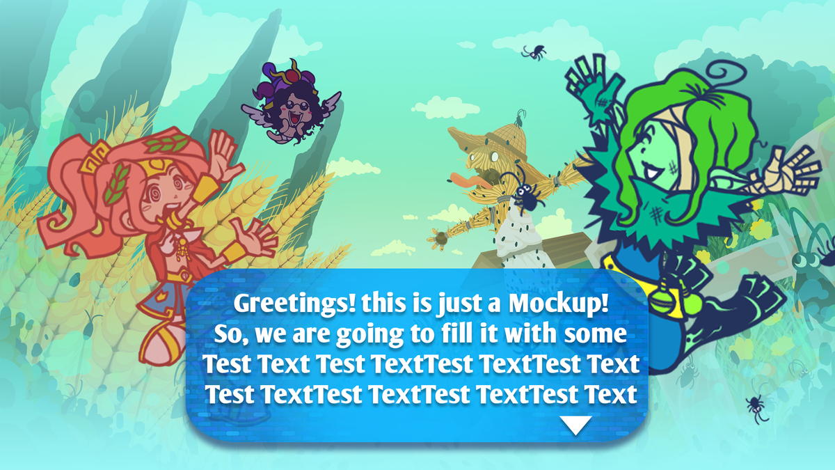 Route5Games's tweet image. another step towards a nice game, &quot;Gematombe&quot;, here&apos;s a mockup of a dialog screen #Gematombe #gamedev #indiegame #indiedev #gamedevlatam