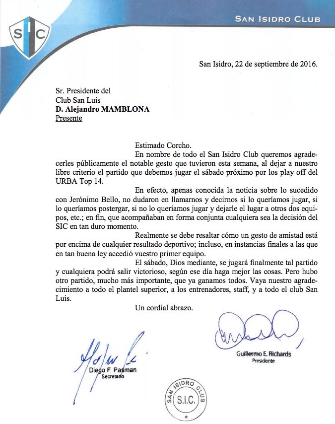 SanIsidroClub's tweet photo. Gracias @clubsanluis_lp por enorme gesto. #Respeto #FuerzaJero #DaleJeroN https://t.co/rGGZvyUQJp