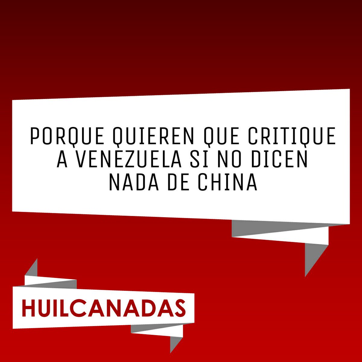 Huilcanadas's tweet photo. Cuando critiquen a #China, a USA, a Europa, a Fujimori, y a todos los que yo no apoyo, recién diré algo de Venezuela https://t.co/iDemwZ0HcB