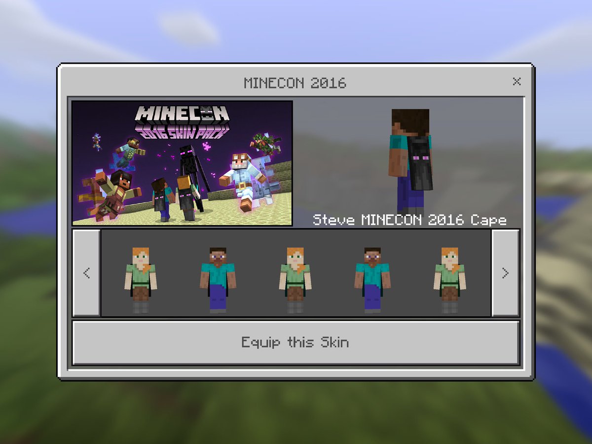 Minecraft News on X: MCPE NEWS: Download the FREE Minecon skin