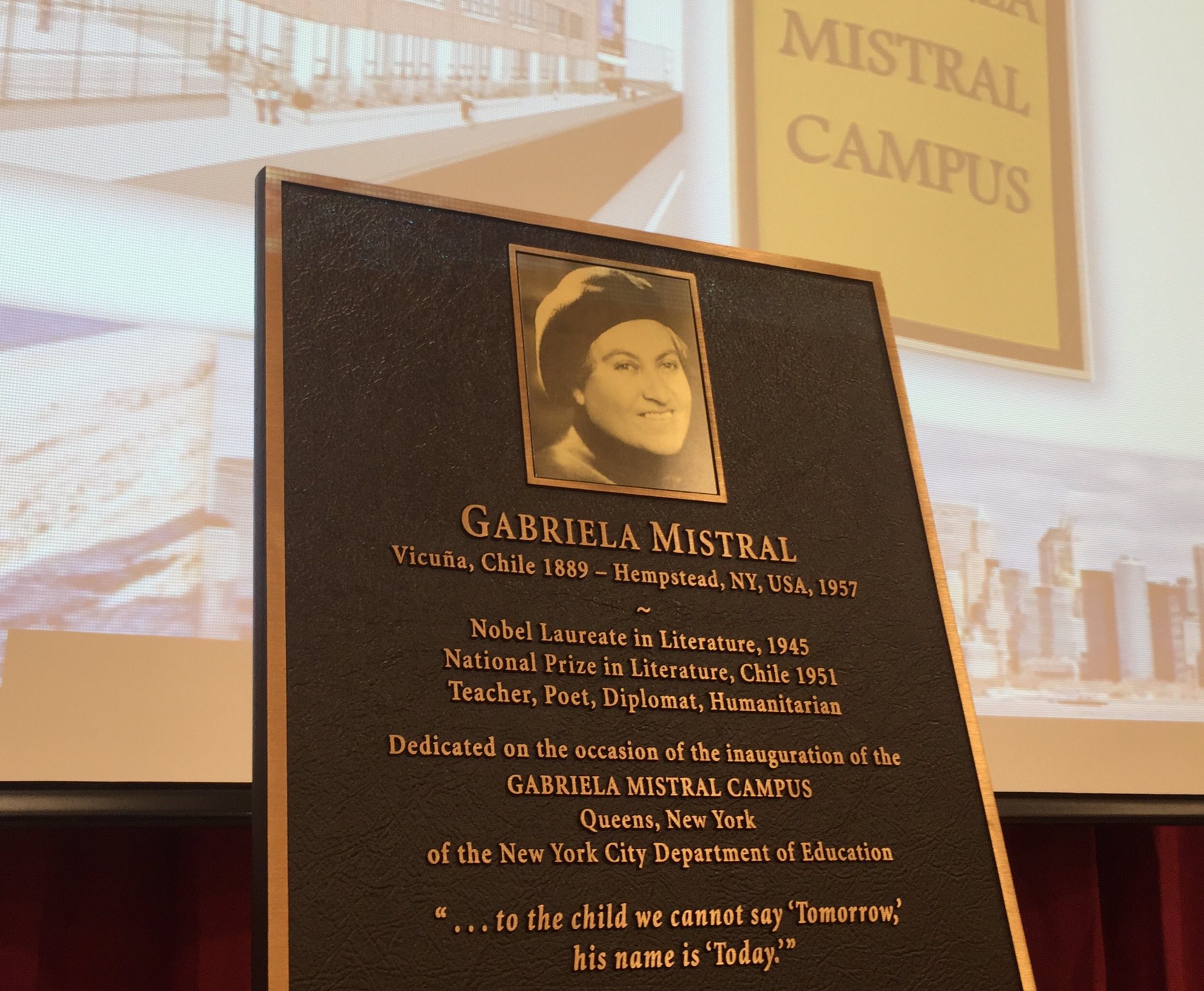 Maite Junco Inspiring Nycschools Naming Of Gabriela Mistral Campus After Famed Chilean Poet Gmfusa1 In Queens Today T Co 32ytqxx4zw Twitter