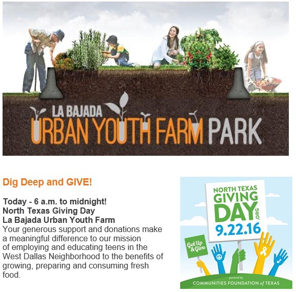 Dig Deep &amp; Give #NTXGivngDay

DONATE NOW: northtexasgivingday.org/npo/la-bajada-…